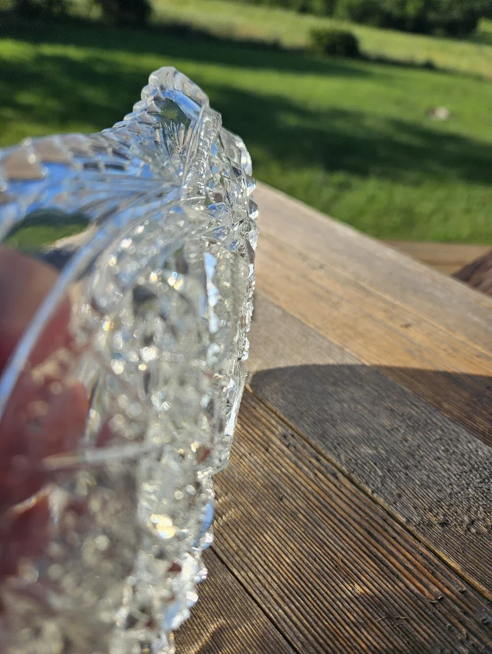 Vintage Cut Glass Crystal Celery Dish Starburst Sawtooth Edge Relish Tray